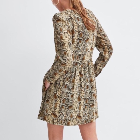 ZARA snakeskin python print long sleeve mini dress medium - Picture 2 of 5